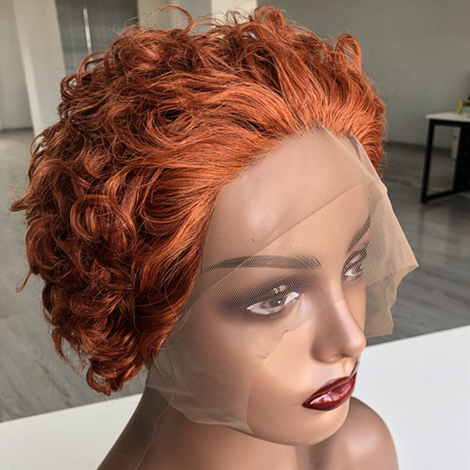 Short Pixie Cut Wig Human Hair Brazilian Remy 13*1 Transparent Lace For Black W image 3