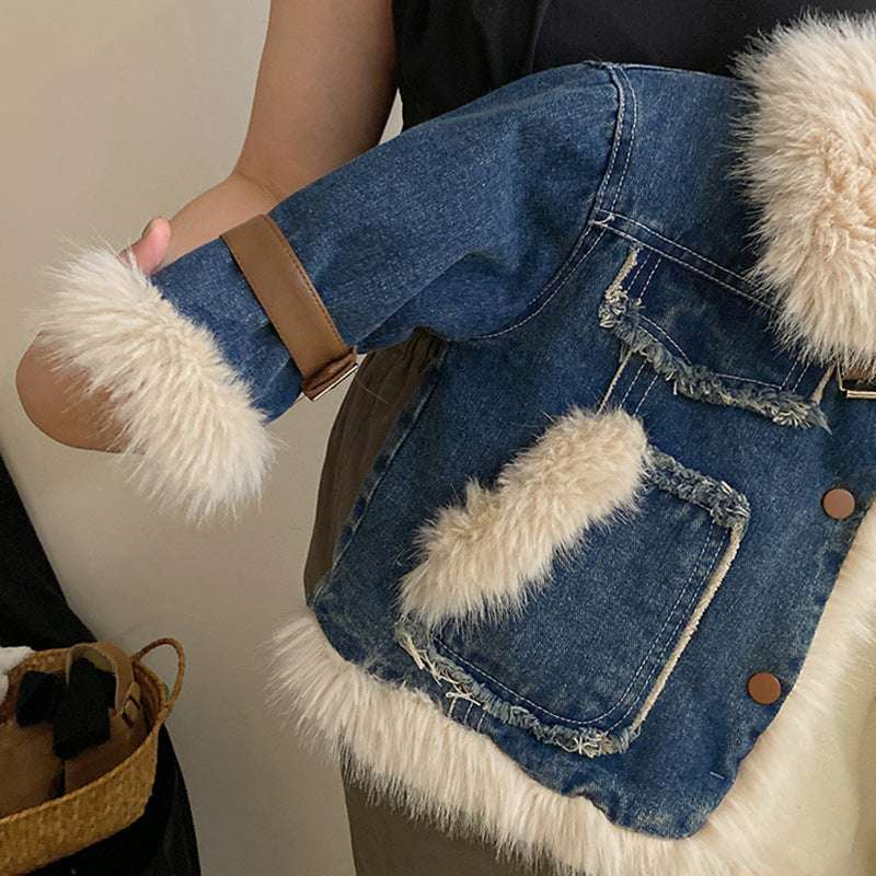 Kids Clothes Toddler Jacket 2023 Winter Coat Outerwear Girls' New Plush Polo Co image 4
