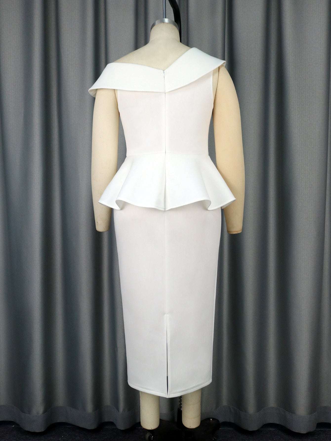 Women Party Dress White Peplum Ruffles Bodycon Elegant Off Shoulder Gowns Femal image 1