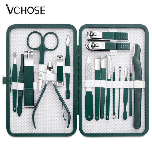 Stainless Steel Nail Clipper Set Grooming Tool Set With Portable Case Manicure image 0