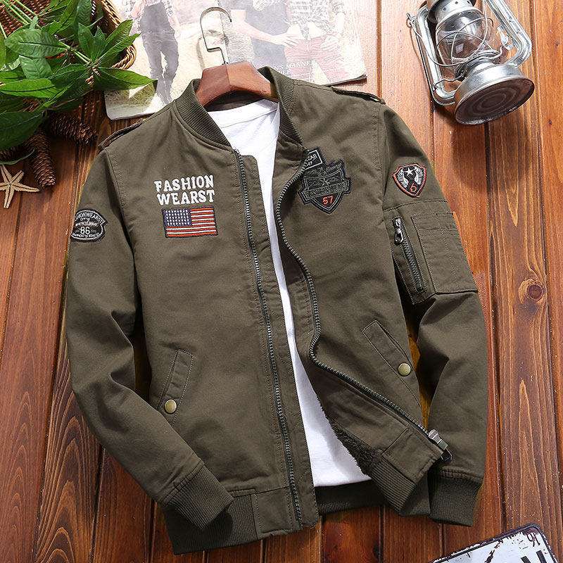 Outdoor Aviator Bomber Jacket Men's high quality Vintage Embroidered Windbreake image 2