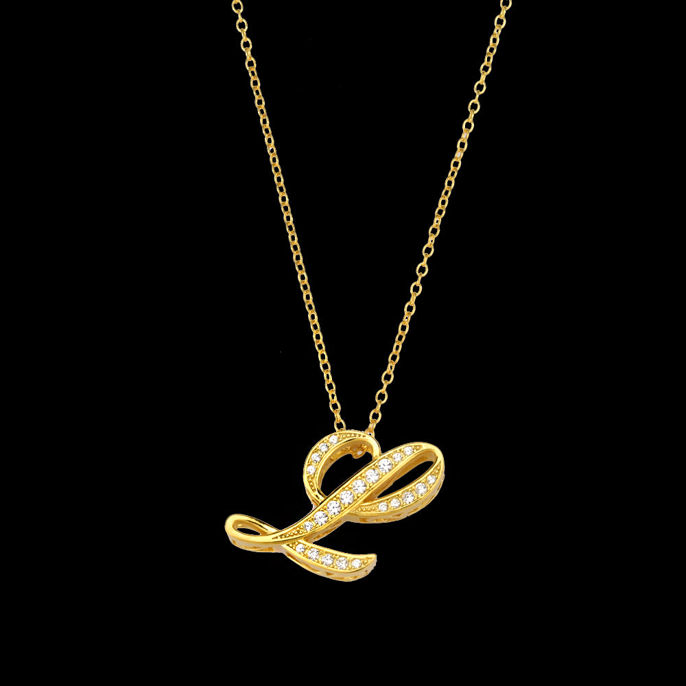 ANDYWEN 925 Sterling Silver Gold Long Chain Alphabet 26 Leter A W Pendant K H I image 13