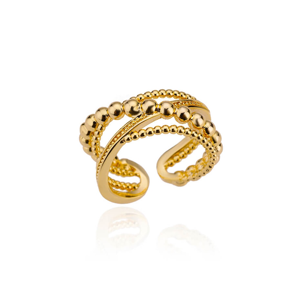 48 Style Women Stainless Steel Rings Gold Color Hollow Out Geometric Open Ring  image 2