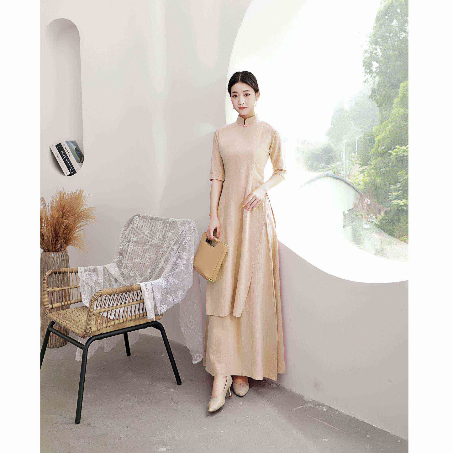 Ao Dai Dress Retro Long Cheongsam Dress large-size Art Retro Ao Dai Dress Women image 3