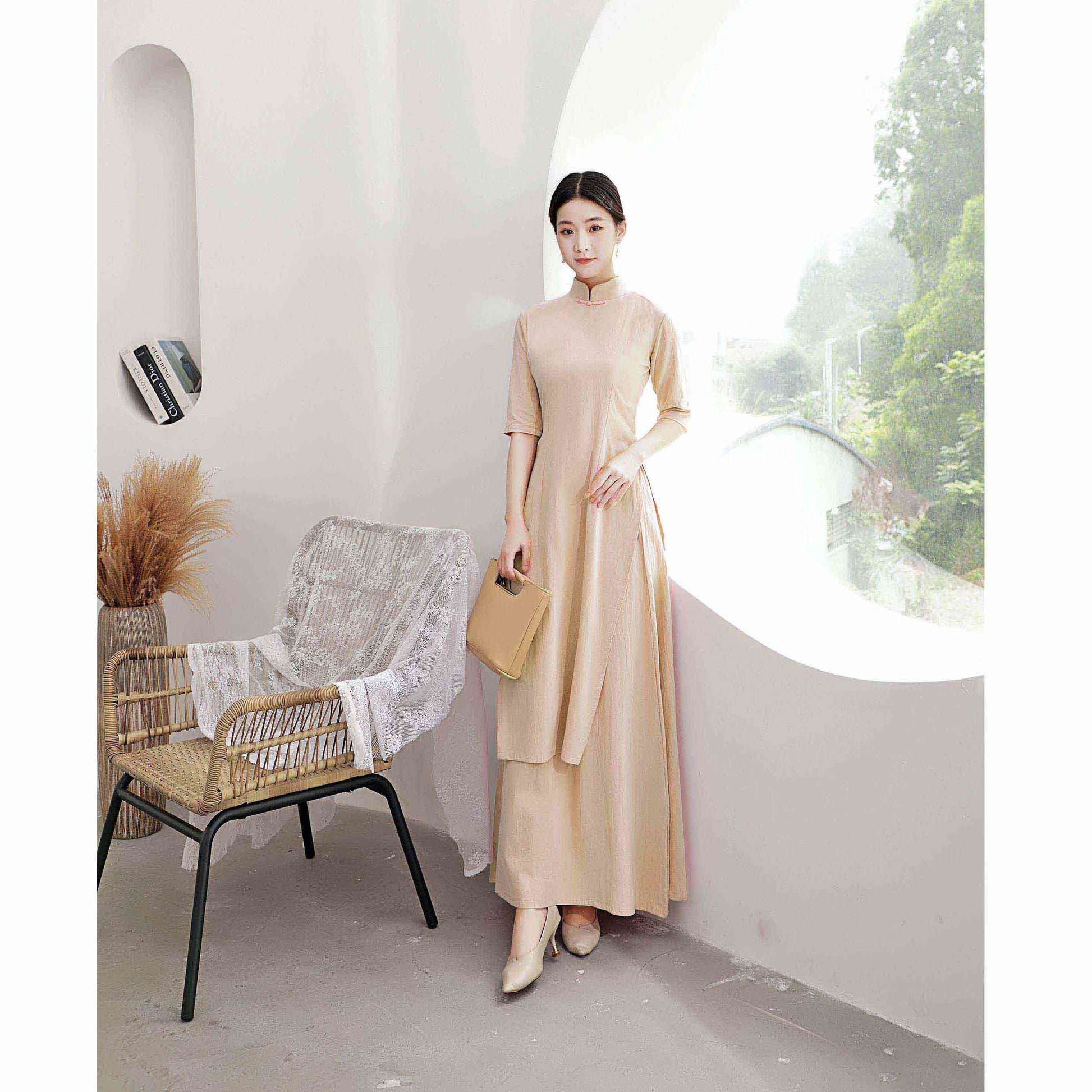 Ao Dai Dress Retro Long Cheongsam Dress large-size Art Retro Ao Dai Dress Women image 3