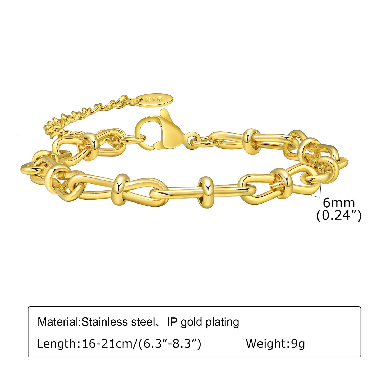 18k Gold Plated Chunky Oval Link Chain Bracelets for Women Thick Stainless Stee image 1