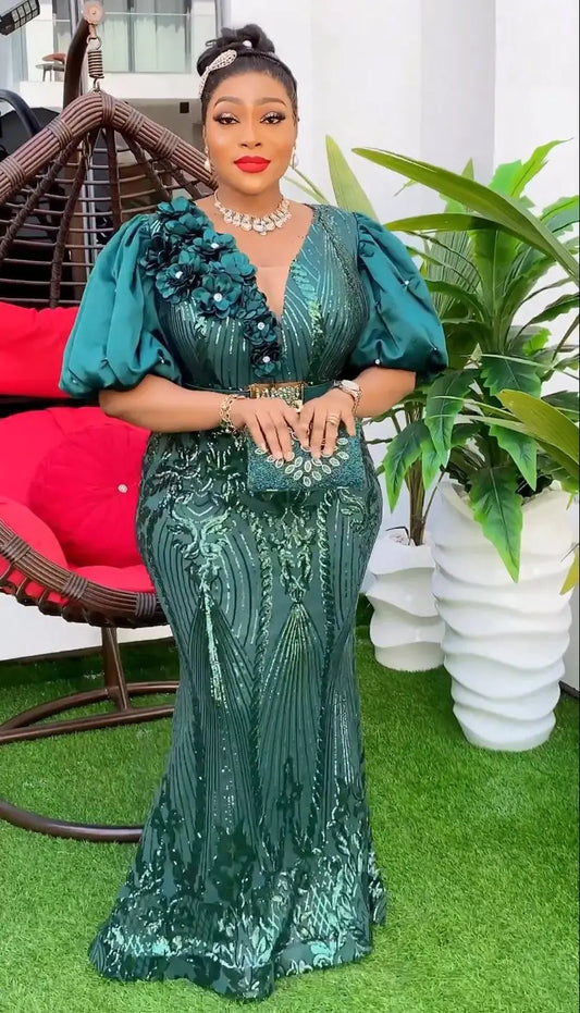 Africa Clothing African Party Dresses for Women Spring Dashiki Ankara Sequin We image 0