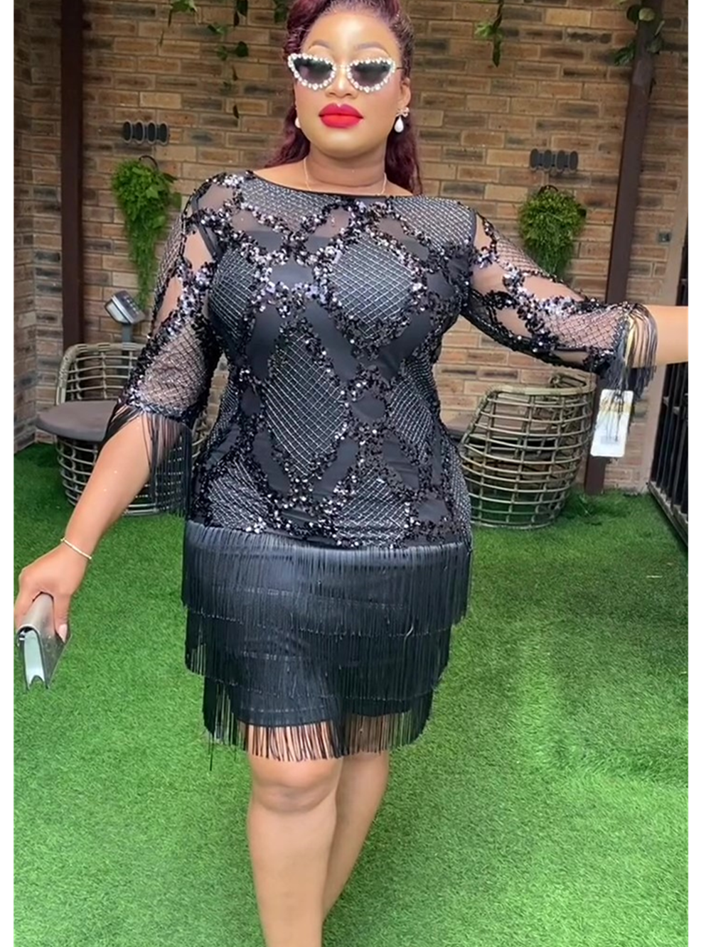 Plus Size African Party Dresses for Women 2024 New Fashion Dashiki Ankara Sequi image 2