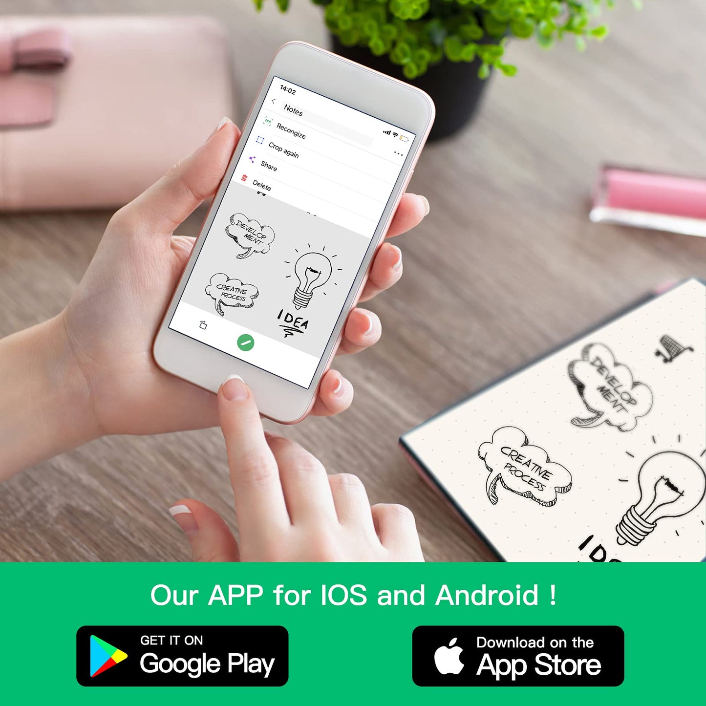 A4 Reusable Smart Notebook Digital Notepad Lined Dotted with Erasable Pen and W image 1