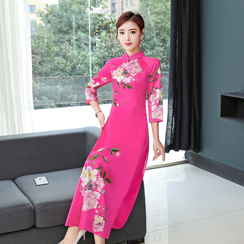 Oriental Elegant Slim Qipao Women Modern National Style China Costume Chinese T image 3