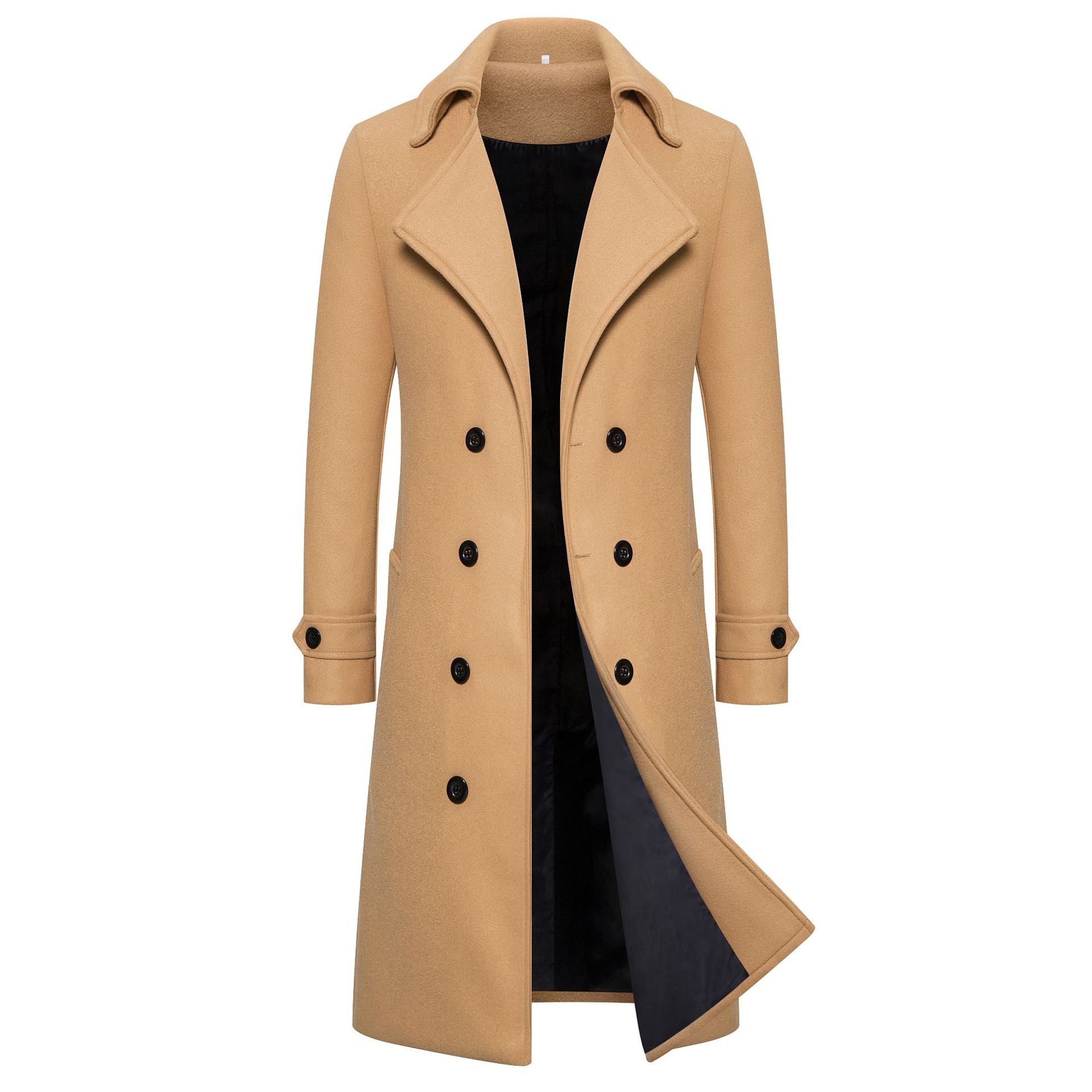 Spring Long Woolen Coats Men Fashion Double Breasted Trench Coats Autumn Turn D image 2