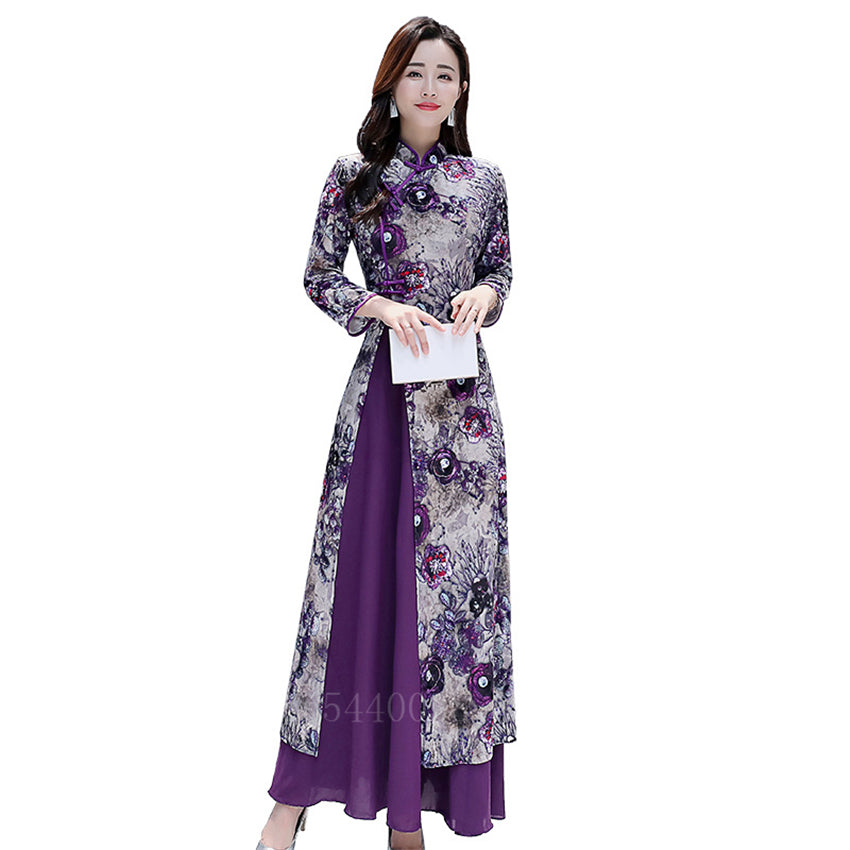 Traditional Vietnam Woman Retro Ao Dai Elegant Chinese Style Cheongsam Vintage  image 0