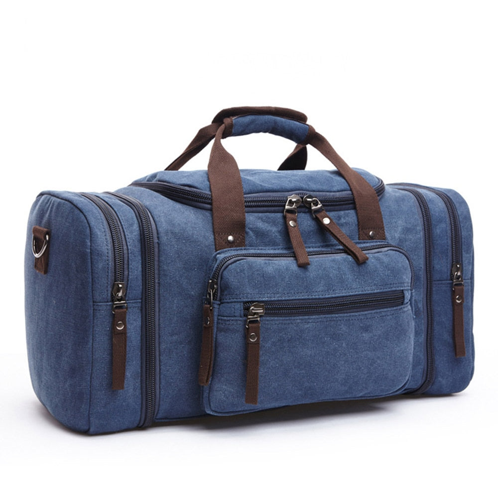 MARKROYAL Canvas Travel Bags Large Capacity Carry On Luggage Bags Men Duffel Ba image 6