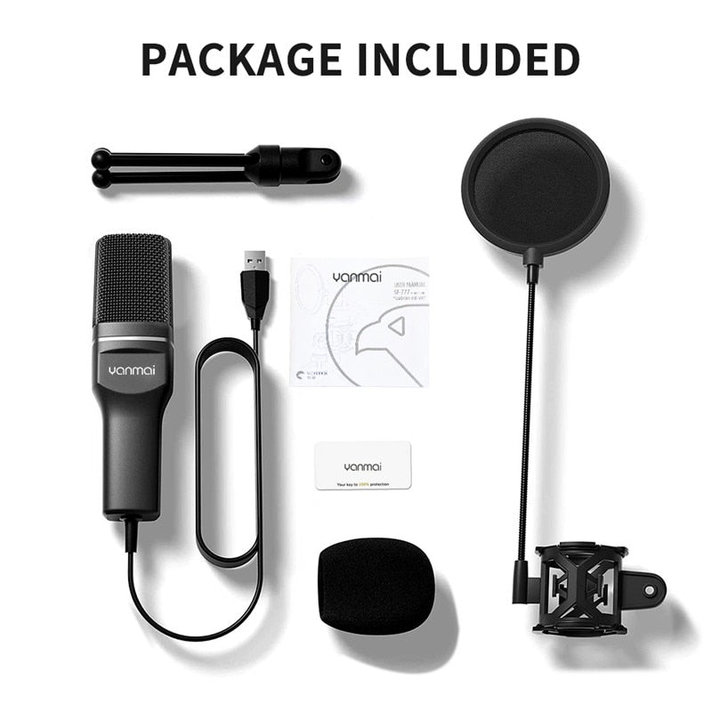 YANMAI USB Microphone Microfone Cardioid Condenser Mic SF-777 with Pop Filter T image 2