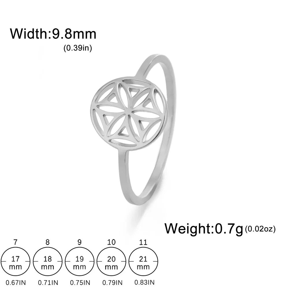 My Shape Lotus Mandala Flower Rings Women Stainless Steel Gold Color Finger Rin image 14