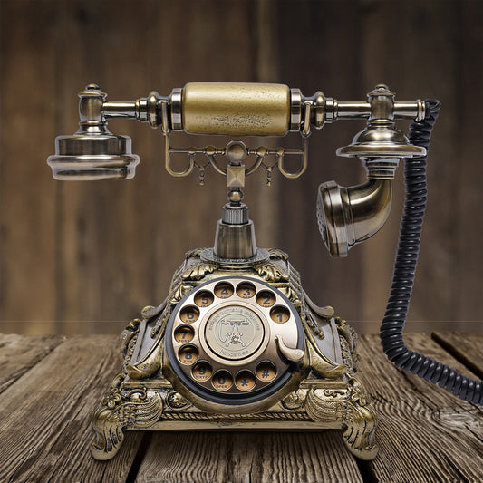 Retro Rotary Dial Phone Vintage Desktop Decoration Antique Style Telephone Cord image 0