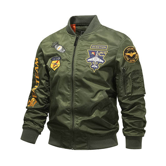 Air Force Pilot Embroidery Sports Basic Bomber Jacket Men's Couple Coat Korean  image 0