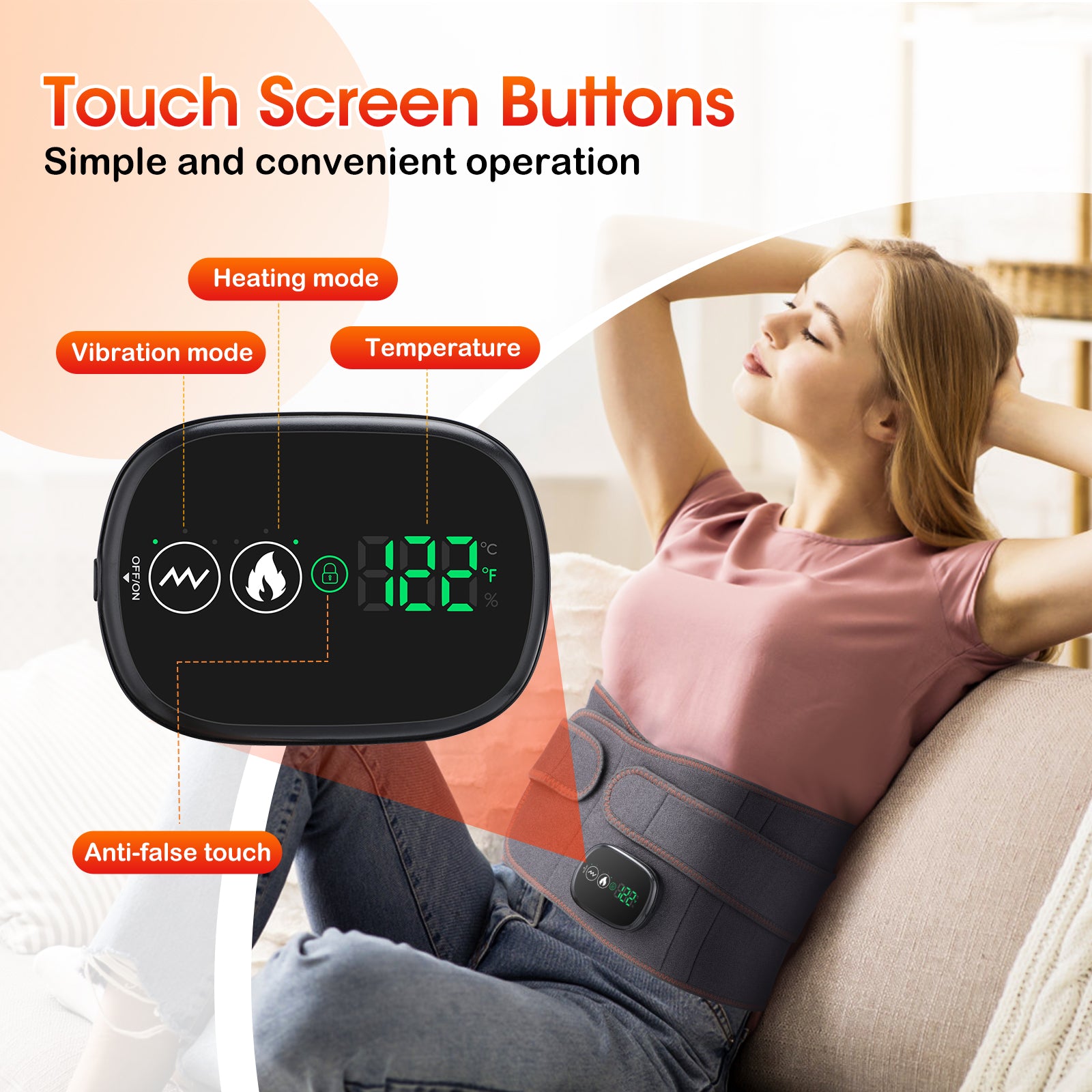 Electric Heating Belt Waist Massager Vibration Red Light Hot Compress Physiothe image 0