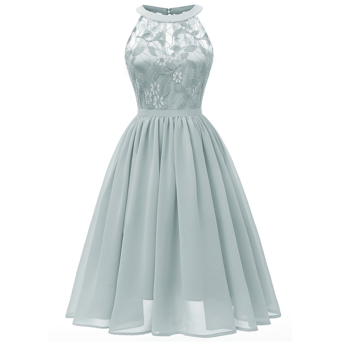 Elegant formal cocktail lace patchwork chiffon wedding guest dress 2023 summer  image 10