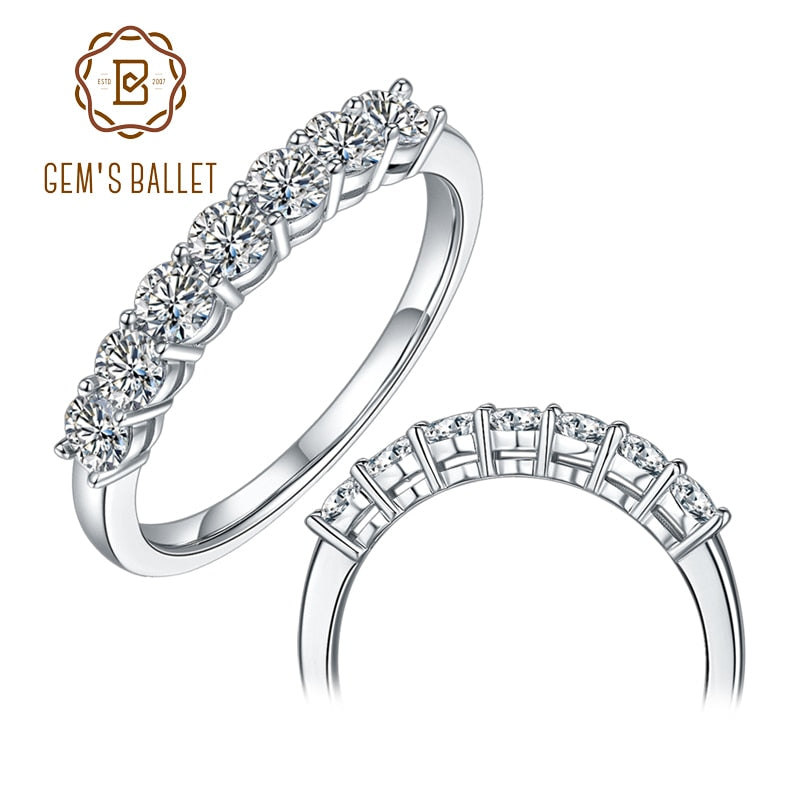 GEM'S BALLET 14K White Gold Moissanite Jewelry 0.7Ct VVS1 Classic Style Moissan image 1