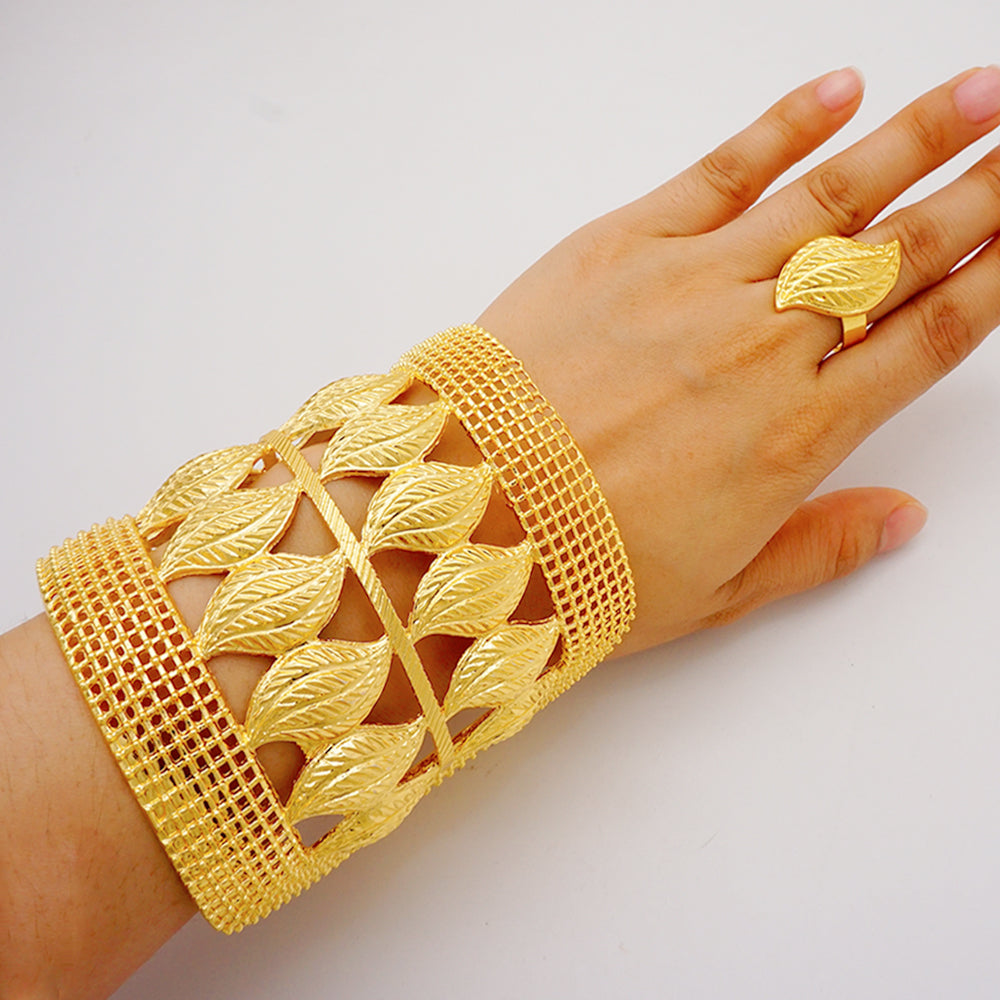 New Arrival Luxury Dubai Wide Bangle For Women Gold Color African Bracelets&Ban image 8