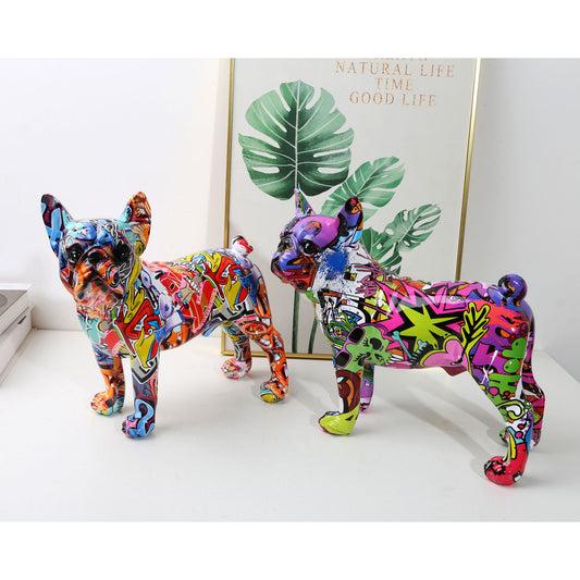 Nordic Painting Graffiti L/S French Bulldog Creative Resin Crafts Home Decorati image 0