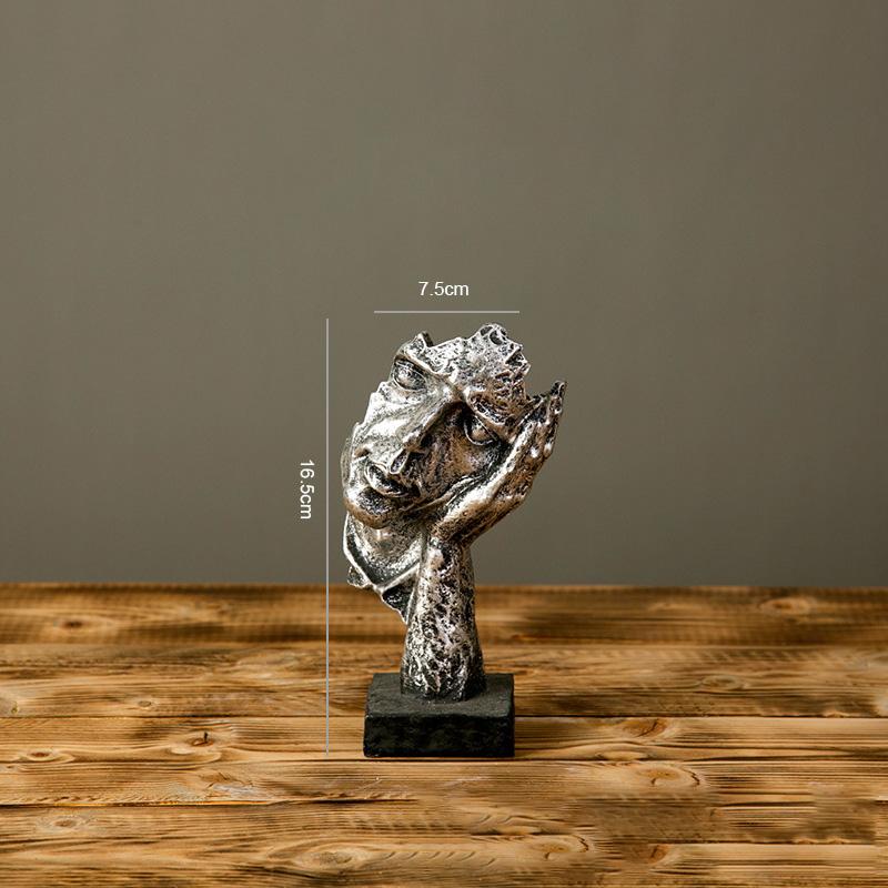 Silence Is Gold Statue Human Face Statue Abstract Sculpture Nordic Creative Dec image 4