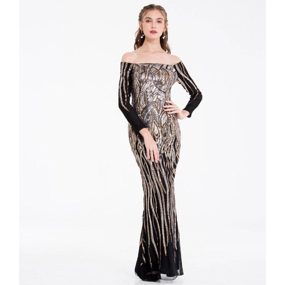 Angel-fashions Formal Evening Dresses Sparkling Gold Art-Deco Sequin Vintage Ho image 6