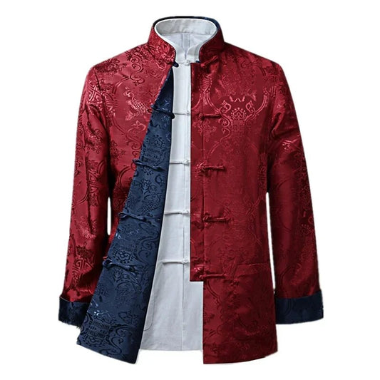 Men Chinese Dragon Shirt Kung Fu Coats China New Year Tang Suit Traditional Chi image 0