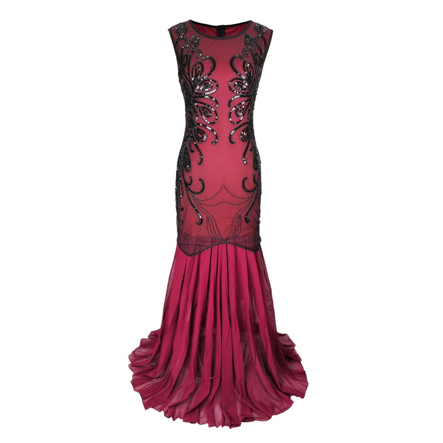 Carnival Sequins Chiffon Dress Slim Wedding Long Dress Women Vintage 1920s Grea image 4