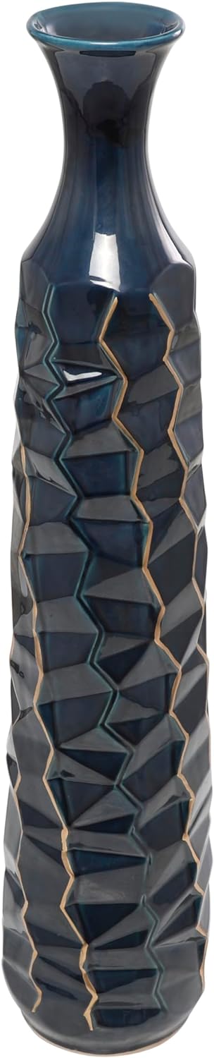 Ceramic Decorative Vase Tall Geometric Floor Centerpiece Vase with Gold Accents image 0