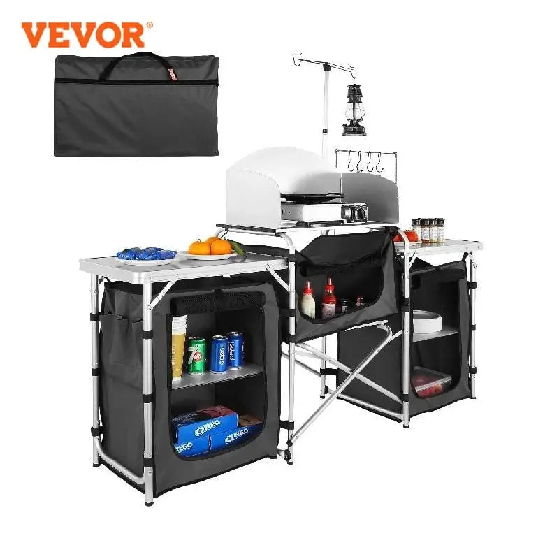 VEVOR Camping Kitchen Table, Folding Outdoor Cooking Table with Storage Carryin image 0