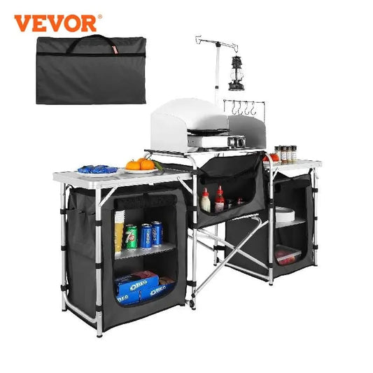 VEVOR Camping Kitchen Table, Folding Outdoor Cooking Table with Storage Carryin image 0