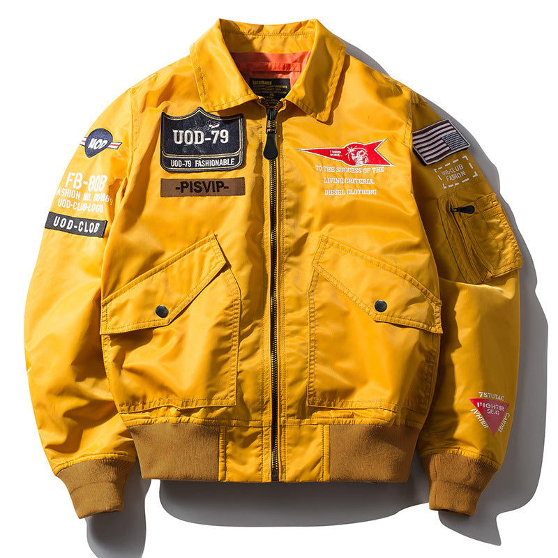 New Hip Hop Jacket Men High Quality Thick Army Navy Military Motorcycle Ma-1 Av image 2