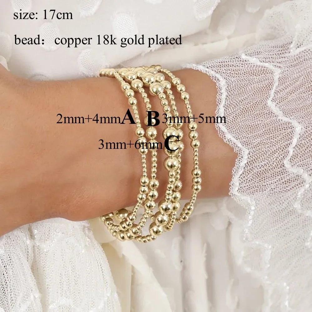 KKBEAD Stretch Bracelet Femme 18 K Waterproof Gold Plated Beaded Bracelets for image 6