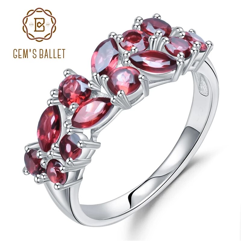 GEM'S BALLET 925 Sterling Silver Rose Gold Plated Wedding Band 2.47Ct Natural image 0
