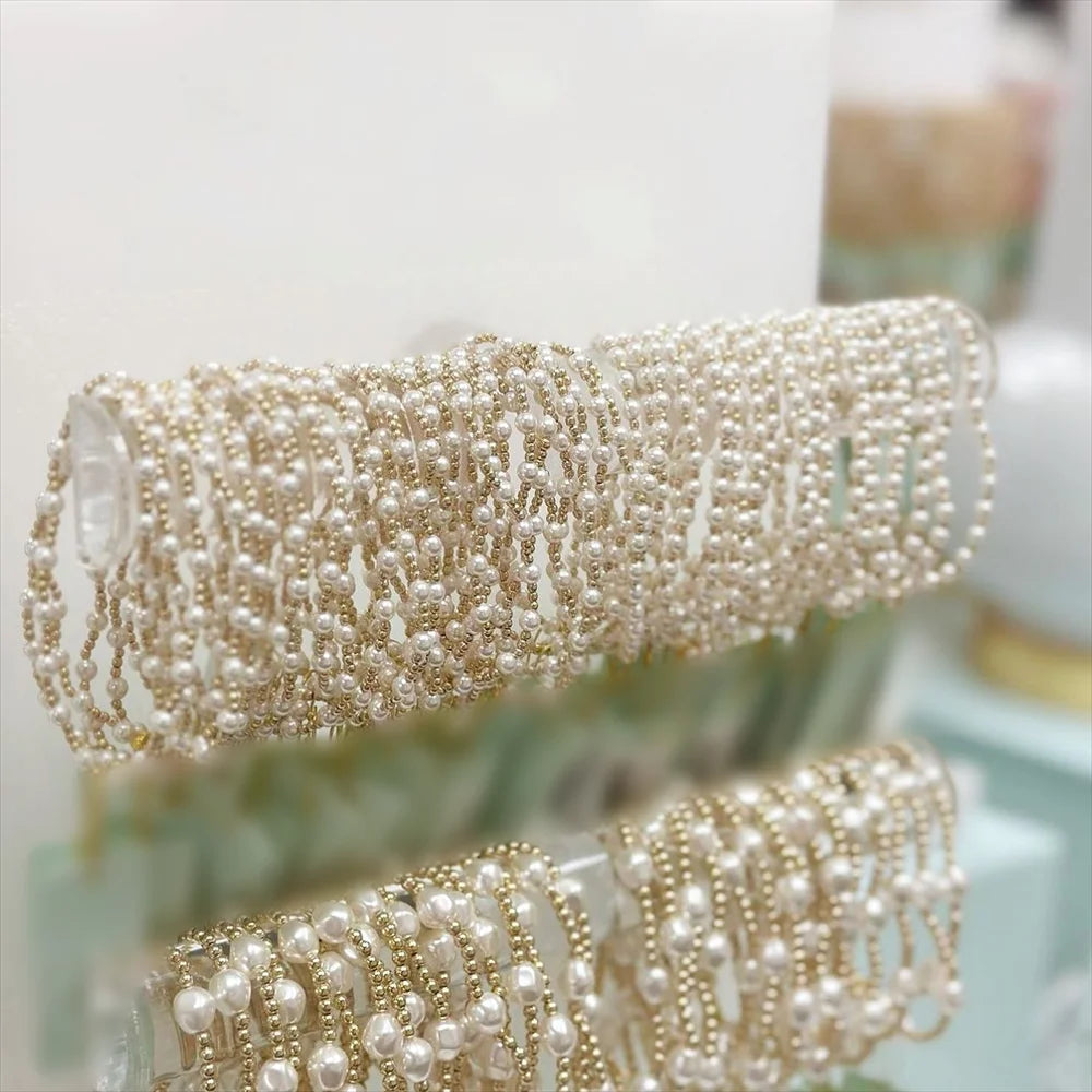 CCGOOD Pearl Bracelet Summer Stackable Jewelry 18 K Gold Plated Ball Beads Stra image 5