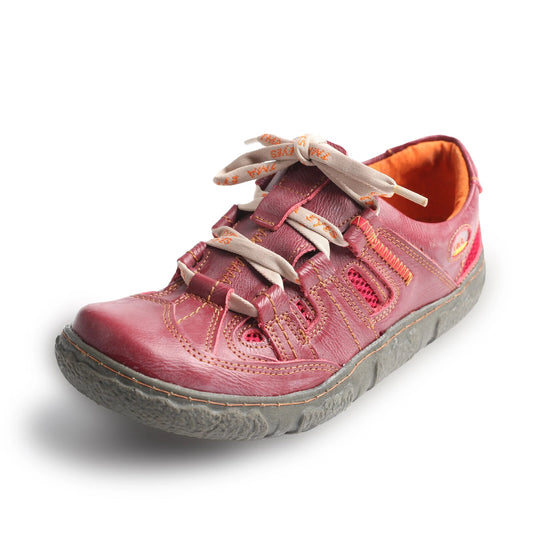 TMA EYES Women's Casual Lace-Up Breathable Mesh and Leather Sneaker image 0