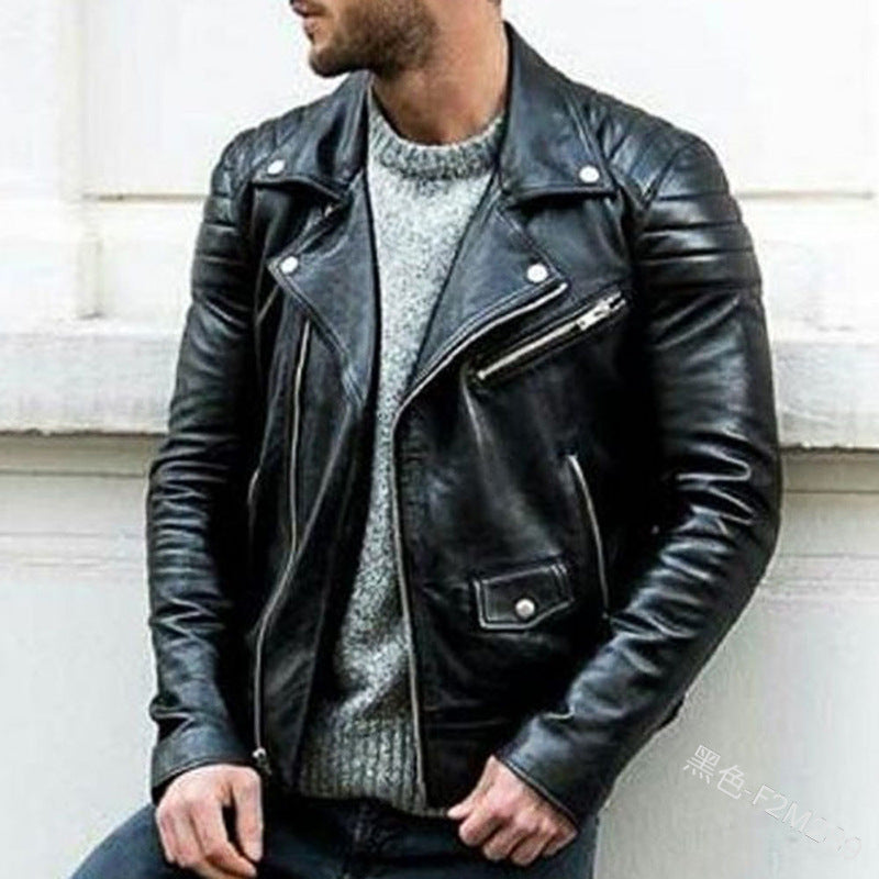Spring Autumn New Fashion Men's Casual Trendy Loose Leather Jacket Coat America image 1