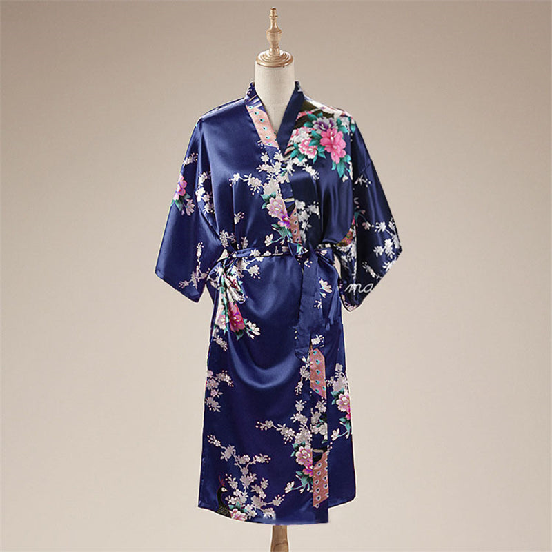 Women Satin Pajamas Bathing Robe Gown Japanese Traditional Women Sakura Kimono  image 0