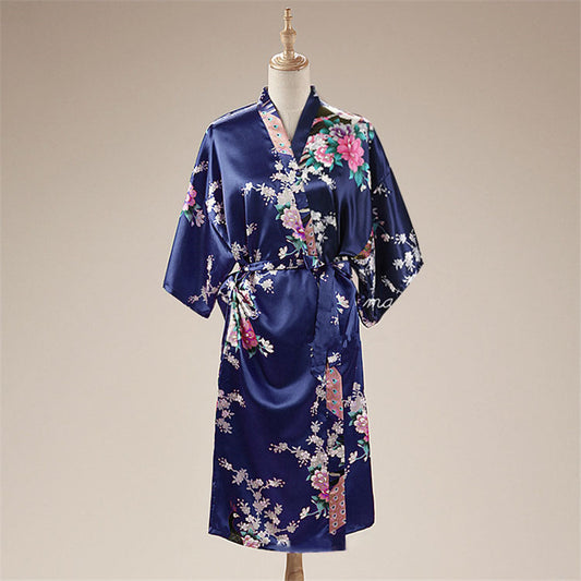 Women Satin Pajamas Bathing Robe Gown Japanese Traditional Women Sakura Kimono  image 0
