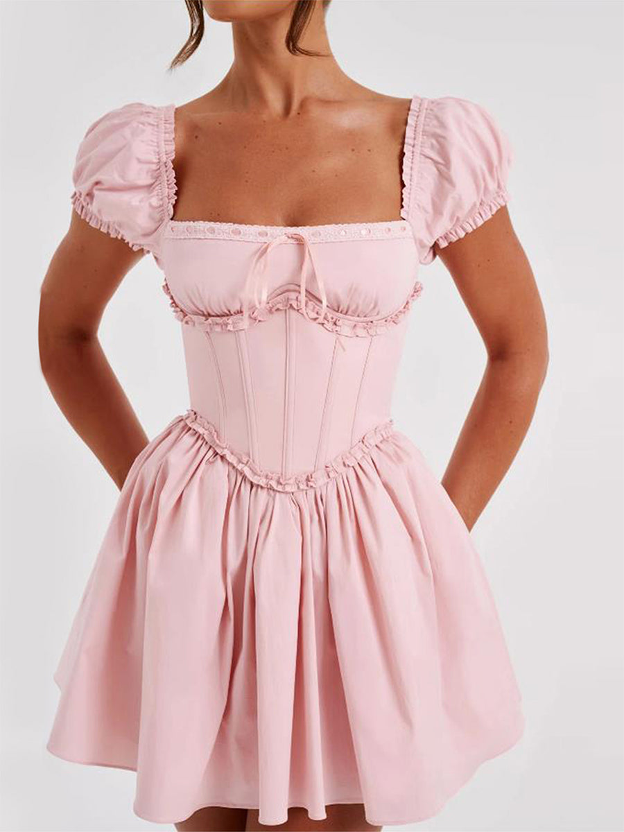 Elegant V-Neck Sleeveless Maxi Dress with Lace Detailing and Ruffled Hemline fo image 1