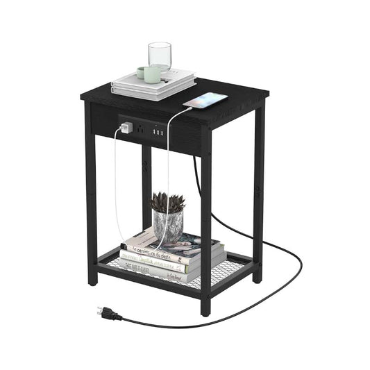 Nightstand with Charging Station Bedroom End Side Table with USB Ports  outlets image 0