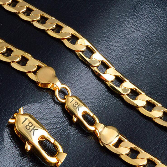 Gold Chain Rough Necklace Hot Long Necklace Fashion Jewelry 18 K 4/6/8/10MM 50c image 0