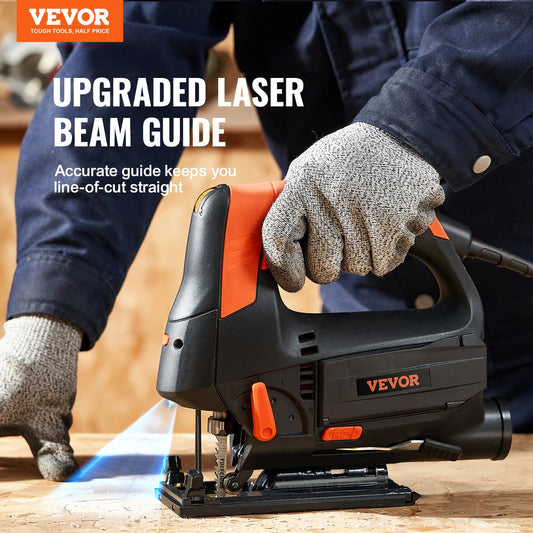 VEVOR Jig Saw 6 Variable-speed Jigsaw with Laser Scale Ruler 4-Stage Orbital 0- image 0