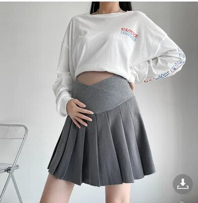 2024 Pregnant Women Pleated Skirt Adjustable Waist Maternity Belly Skirt with L image 11