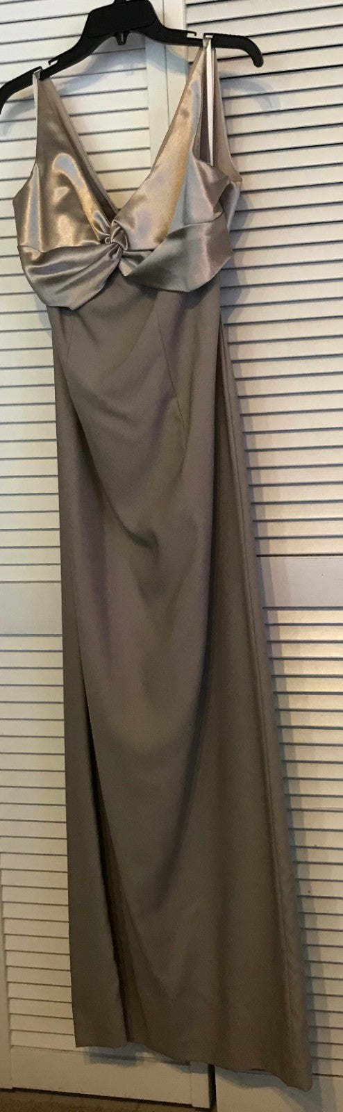 Watters & Watters Women Dress Crepe Golden Gray Bodice Inside-out Size 10 image 0
