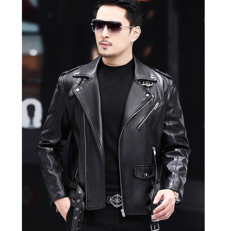 Men Faux Leather Coat Zipper Overcoat Motor Jacket Mens Bomber Jackets Fashion  image 1