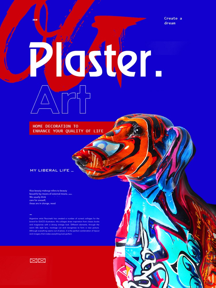 Creative  Home Modern Painted Colorful Dachshund Dog Decoration Wine Cabinet Of image 3