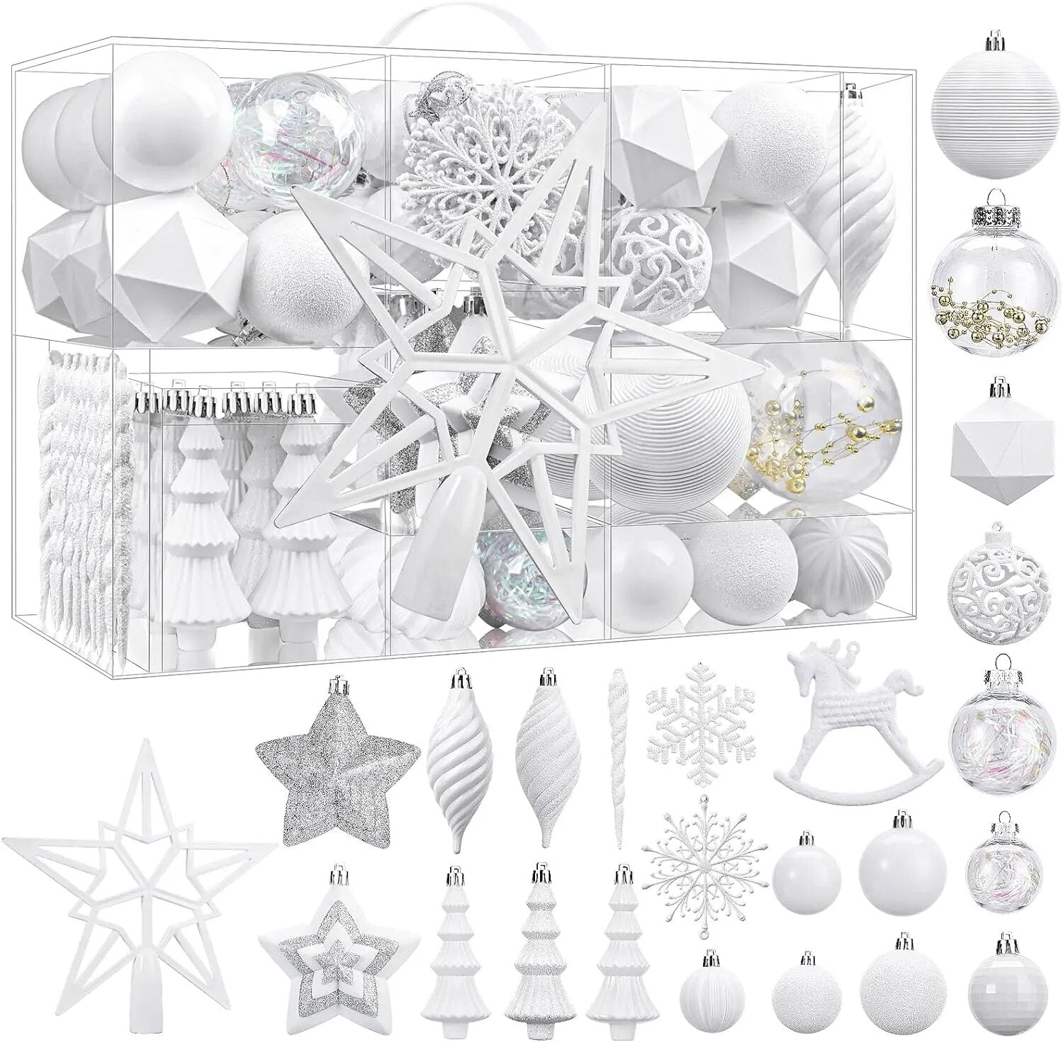 White Christmas 2024 100pcs Christmas Balls Ornaments Set Festoon New Year's Ev image 2